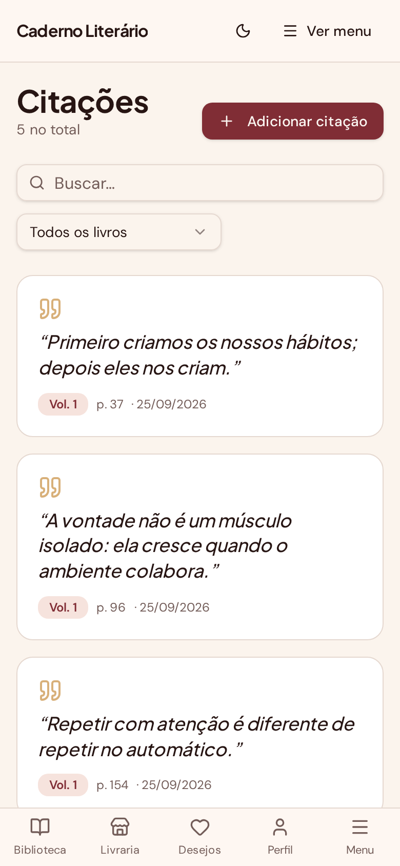 Citações à mão